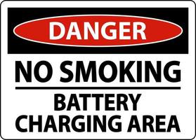 Danger No Smoking Battery Charging Area Sign On White Background vector
