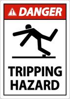 Danger Tripping Hazard Sign On White Background vector