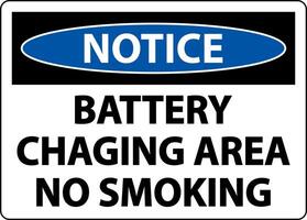 Notice Battery Charging No Smoking Sign On White Background vector