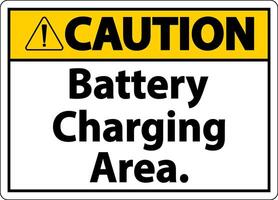 Caution Battery Charging Area Sign On White Background vector