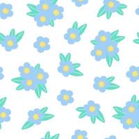 Simple pastel-colored blue flower seamless pattern flat style vector illustration, symbol of spring, cozy home, spring Easter holidays celebration decor, ornament for textile, fabrics