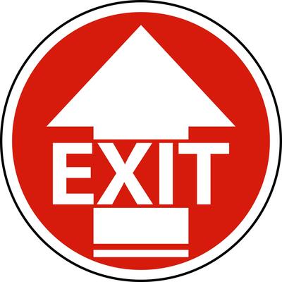 Exit Arrow Floor Sign On White Background