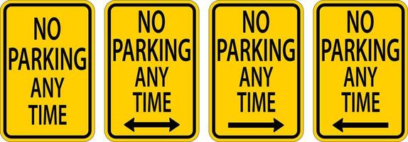 No Parking Any Time,Double Arrow,Right Arrow,Left Arrow Sign On White Background vector