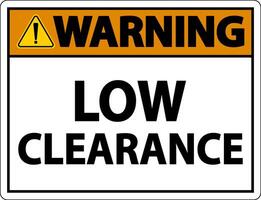 Warning Low Clearance Sign On White Background vector