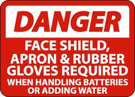 Danger When Handling Batteries Sign On White Background vector