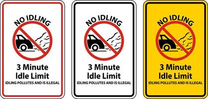 No Idling 3 Minute Idle Limit Sign On White Background vector