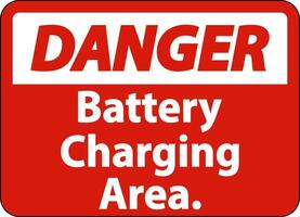 Danger Battery Charging Area Sign On White Background vector