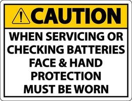 Caution When Servicing Batteries Sign On White Background vector