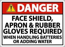 Danger When Handling Batteries Sign On White Background vector