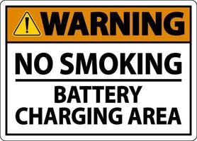 Warning No Smoking Battery Charging Area Sign On White Background vector
