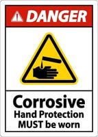 Danger Hand Protection Must Be Worn Sign On White Background vector