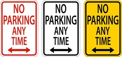 No Parking Any Time,Double Arrow Sign On White Background vector