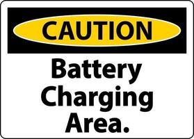 Caution Battery Charging Area Sign On White Background vector