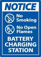 Notice Battery Charging No Smoking Sign On White Background vector