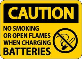 Caution No Smoking When Charging Sign On White Background vector