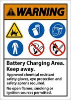 Warning Battery Charging Area Keep Away Sign On White Background vector