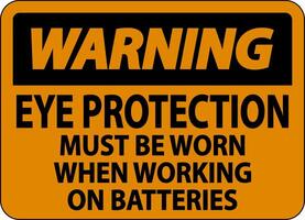 Warning When Working on Batteries Sign On White Background vector