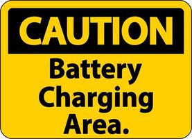 Caution Battery Charging Area Sign On White Background vector