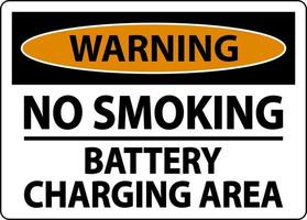 Warning No Smoking Battery Charging Area Sign On White Background vector