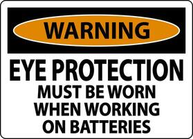 Warning When Working on Batteries Sign On White Background vector