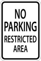 No Parking Restricted Area Sign On White Background vector