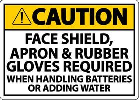 Caution When Handling Batteries Sign On White Background vector