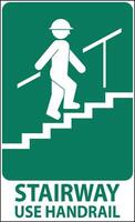 Stairway Use Handrail Sign On White Background vector