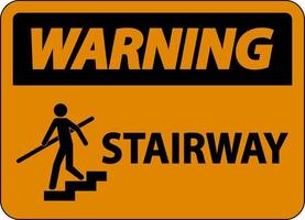 Warning Stairway Sign On White Background vector