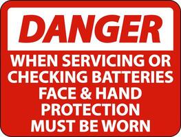 Danger When Servicing Batteries Sign On White Background vector