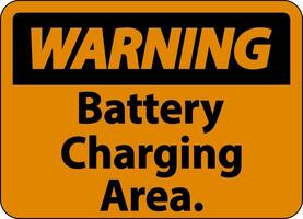 Warning Battery Charging Area Sign On White Background vector