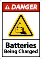 Danger Batteries Being Charged Sign On White Background vector