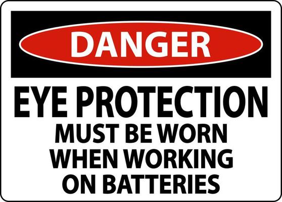 Danger When Working On Batteries Sign On White Background Vector Art At Vecteezy