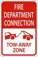 Fire Department Connection Tow Away Zone Sign On White Background vector