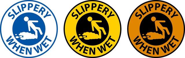 Slippery When Wet Floor Sign On White Background vector