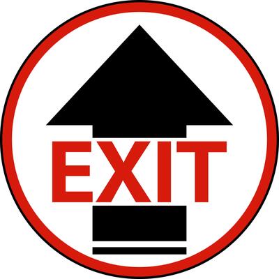 Exit Arrow Floor Sign On White Background