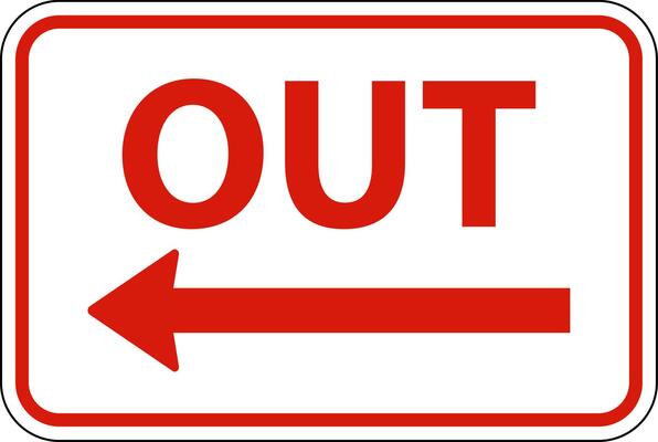 Out Left Arrow Sign On White Background