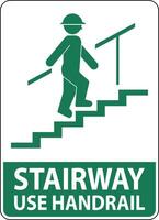 Stairway Use Handrail Sign On White Background vector