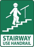 Stairway Use Handrail Sign On White Background vector