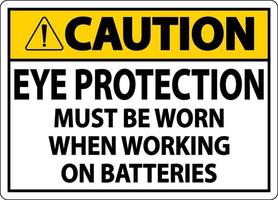 Caution When Working on Batteries Sign On White Background vector