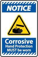 Notice Hand Protection Must Be Worn Sign On White Background vector