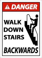 Danger Walk Down Stairs Backwards Sign vector