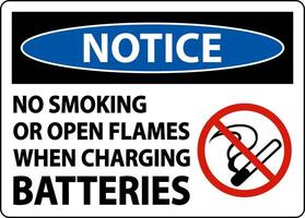 Notice No Smoking When Charging Sign On White Background vector