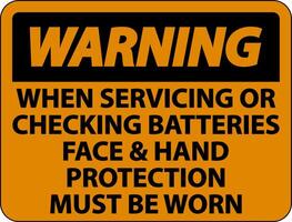 Warning When Servicing Batteries Sign On White Background vector