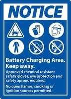 Notice Battery Charging Area Keep Away Sign On White Background vector