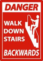 Danger Walk Down Stairs Backwards Sign vector