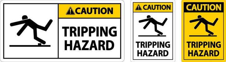 Caution Tripping Hazard Sign On White Background vector