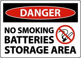 Danger No Smoking Battery Storage Area Sign On White Background vector