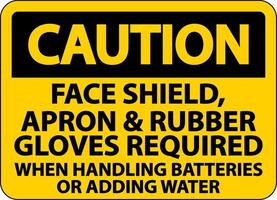 Caution When Handling Batteries Sign On White Background vector