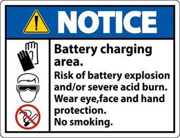 Notice Battery Charging Area Sign On White Background vector
