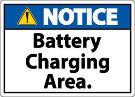 Notice Battery Charging Area Sign On White Background vector